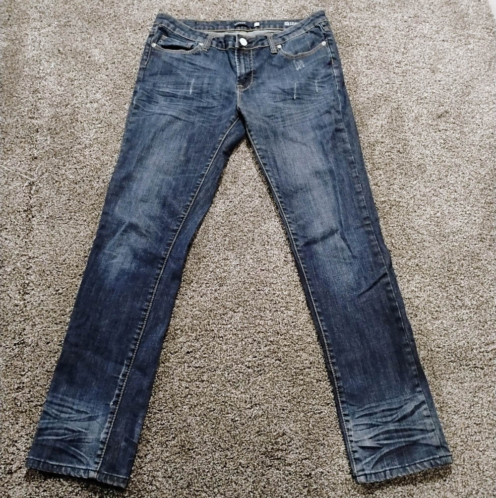 Vigoss Dark Blue Distressed Skinny Jeans Size 11